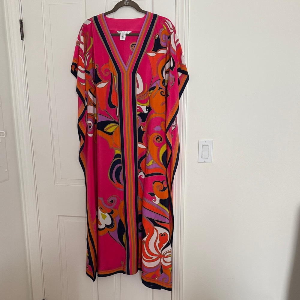 NWOT Trina Turk Women's Pink Maxi Caftan Dress- XS/S, 100% silk!